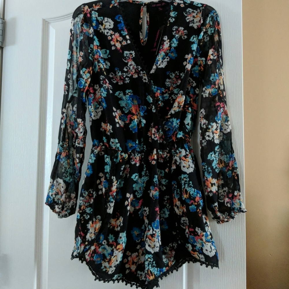 Wrap Style Floral Romper